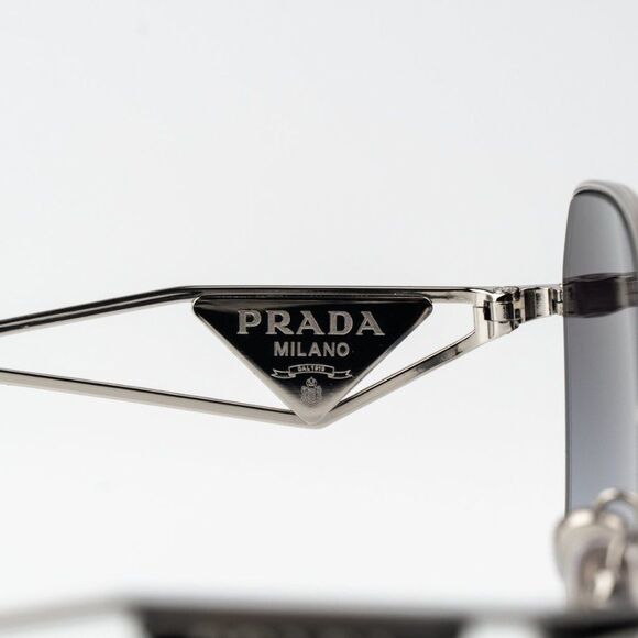 Prada Women Sunglasses Silver Grey Gradient Geometric PR57YS 1BC5D1 BRAND NEW - Picture 11 of 13